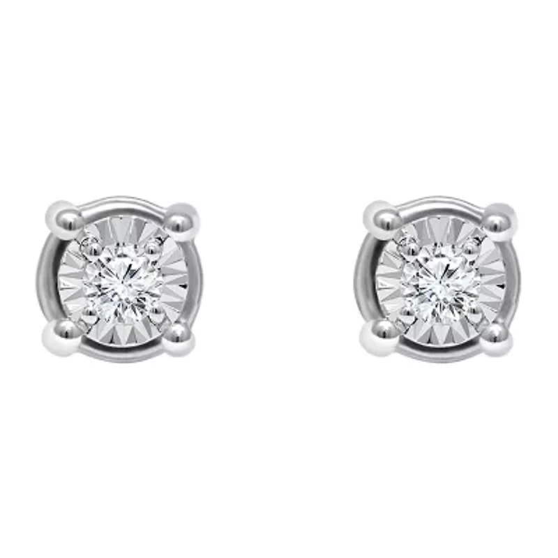 Tru Miracle /3 CT. T.W. Natural White Diamond Sterling Silver Round Stud Earrings