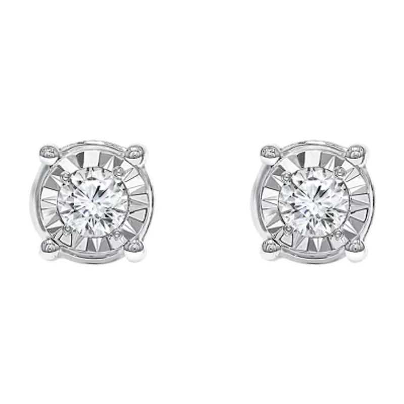 Tru Miracle / CT. T.W. Natural White Diamond Sterling Silver Round Stud Earrings