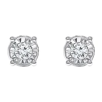 Tru Miracle / CT. T.W. Natural White Diamond Sterling Silver Round Stud Earrings