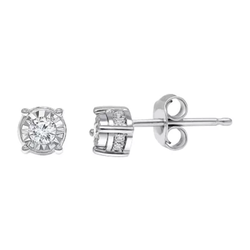 Tru Miracle / CT. T.W. Natural White Diamond Sterling Silver Round Stud Earrings