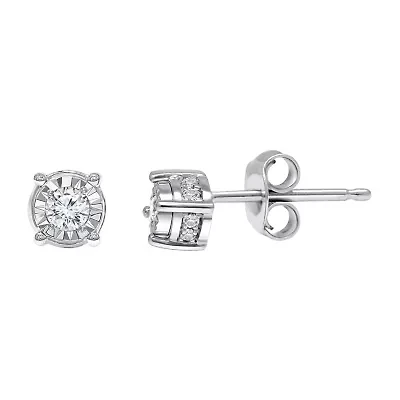Tru Miracle / CT. T.W. Natural White Diamond Sterling Silver Round Stud Earrings