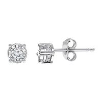 Tru Miracle / CT. T.W. Natural White Diamond Sterling Silver Round Stud Earrings