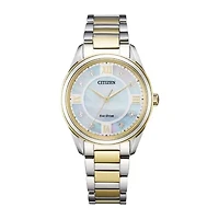 Citizen Arezzo Womens Diamond Accent Two Tone Stainless Steel Bracelet Watch Em0874-57d