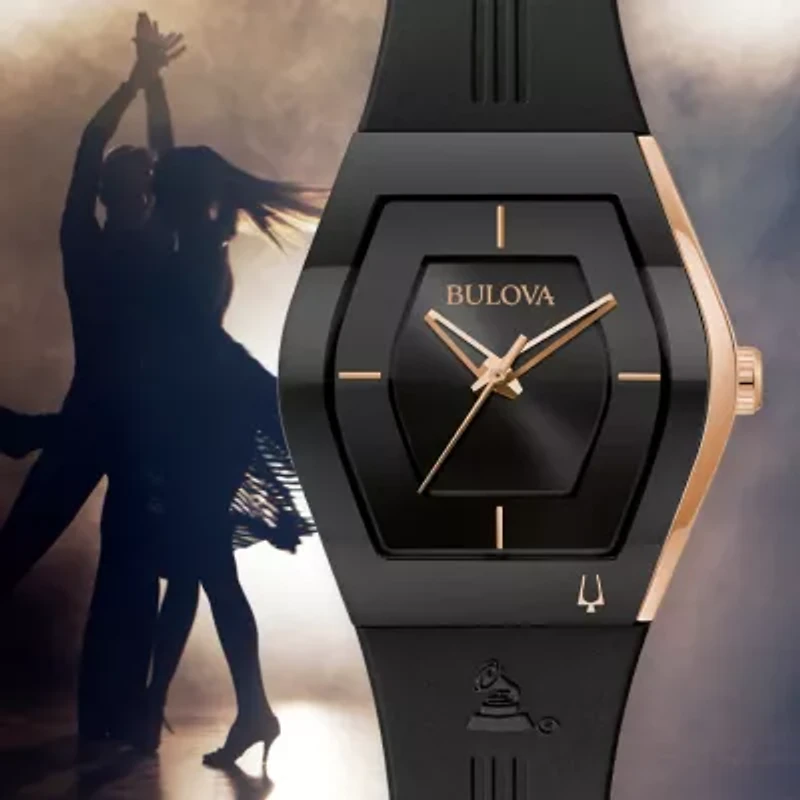 Bulova Latin Grammy Gemini Mens Black Strap Watch 97a163