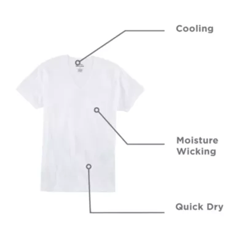 Stafford Dry + Cool Mens 4 Pack Short Sleeve V Neck Moisture Wicking T-Shirt Tall