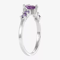 Girls Purple Cubic Zirconia Sterling Silver Heart Cocktail Ring