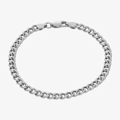Made In Italy Womens Sterling Silver Hollow Curb Ankle Bracelet