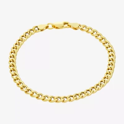 Made In Italy Womens 14K Gold Over Silver 10 Inch Hollow Curb Ankle Bracelet