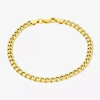 Made In Italy Womens 14K Gold Over Silver 10 Inch Hollow Curb Ankle Bracelet
