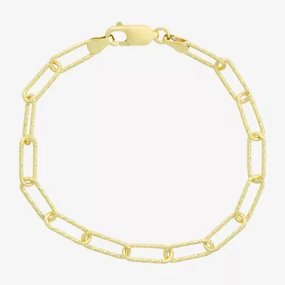 Made In Italy Womens 14K Gold Over Silver Solid Paperclip Ankle Bracelet