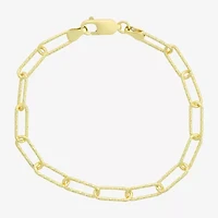 Made In Italy Womens 14K Gold Over Silver Solid Paperclip Ankle Bracelet