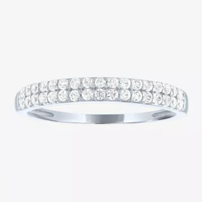 (G-H / Si2-I1) Womens 3MM 1/4 CT. T.W. Lab Grown White Diamond 10K Gold Anniversary Wedding Band