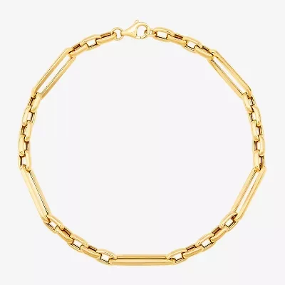 Gold Addiction Womens 14K Gold Hollow Figaro Chain Bracelet