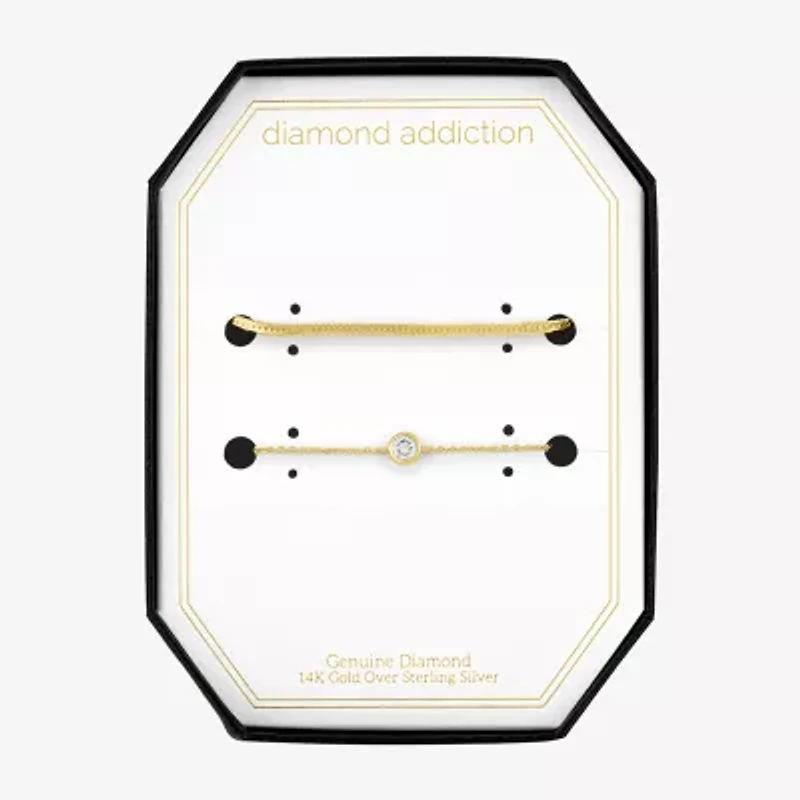 Diamond Addiction Womens 2-pc. Accent White Sterling Silver or Gold Over Bracelet Set