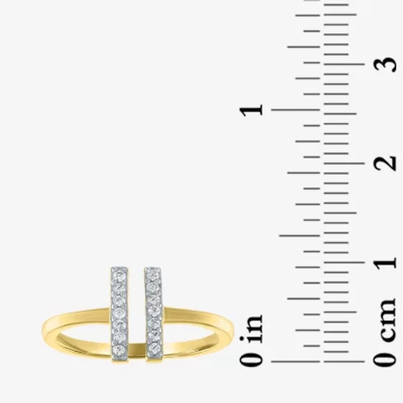 Diamond Addiction Dobule Bar Open Edge 1/10 CT.T.W. Natural Band 14K Gold Over SIlver or Sterling
