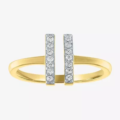 Diamond Addiction Dobule Bar Open Edge 1/10 CT.T.W. Natural Band 14K Gold Over SIlver or Sterling