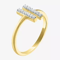 Diamond Addiction Dobule Bar Open Edge 1/10 CT.T.W. Natural Band 14K Gold Over SIlver or Sterling
