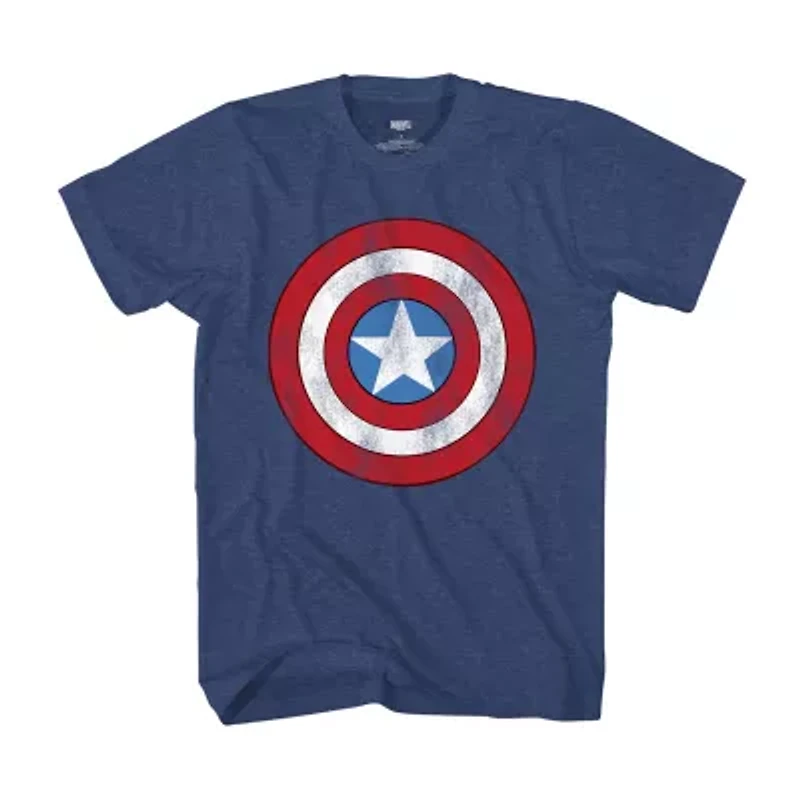 Mens Crew Neck Short Sleeve Regular Fit Captain America Marvel Graphic T-Shirt