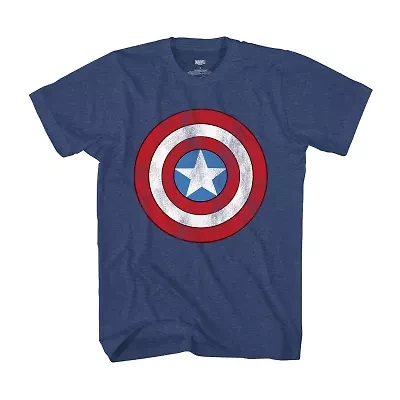 Mens Crew Neck Short Sleeve Regular Fit Captain America Marvel Graphic T-Shirt