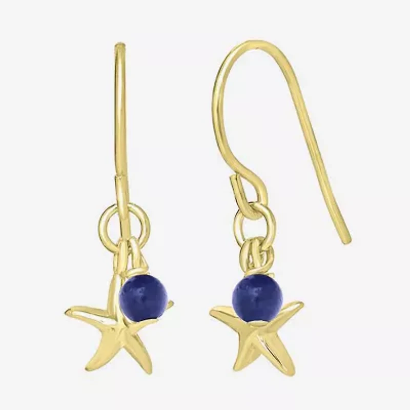 Silver Treasures 14K Gold Over Star Drop Earrings