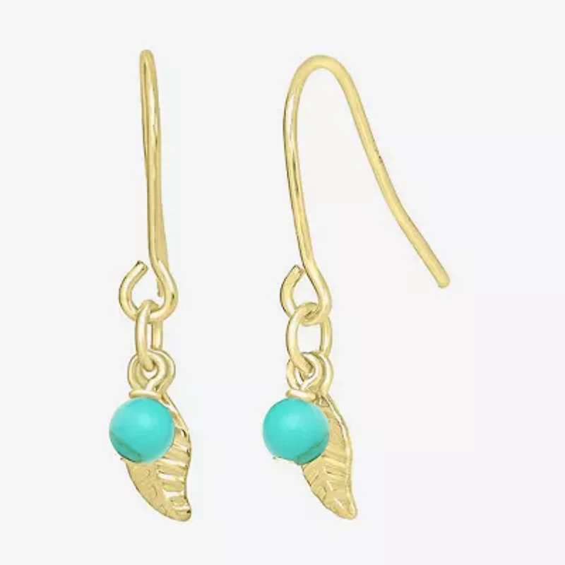 Silver Treasures 14K Gold Over Silver Leaf Drop Earrings