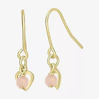 Silver Treasures Womens White Simulated Pearl 14K Gold Over Silver Heart Drop Earrings