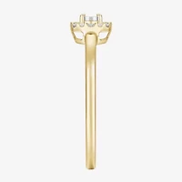 Womens 1/4 CT. T.W. Natural White Diamond 10K Gold Cushion Halo Cocktail Ring