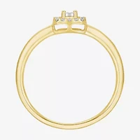 Womens 1/4 CT. T.W. Natural White Diamond 10K Gold Cushion Halo Cocktail Ring