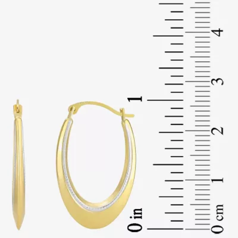 Womens 10K Two Tone Gold 25mm Round Hoop Earrings