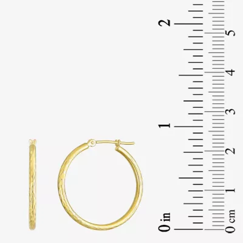 Womens 10K Gold 25mm Round Hoop Earrings