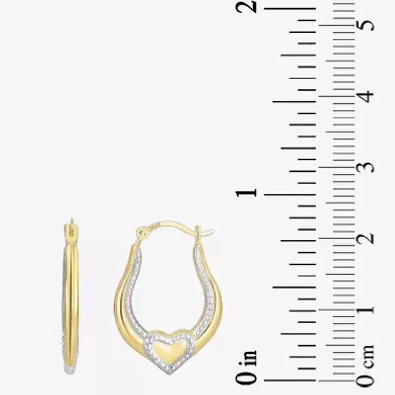 Womens 10K Two Tone Gold 20.2mm Heart Hoop Earrings