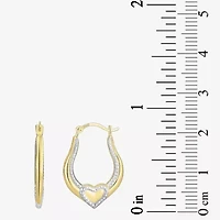 Womens 10K Two Tone Gold 20.2mm Heart Hoop Earrings