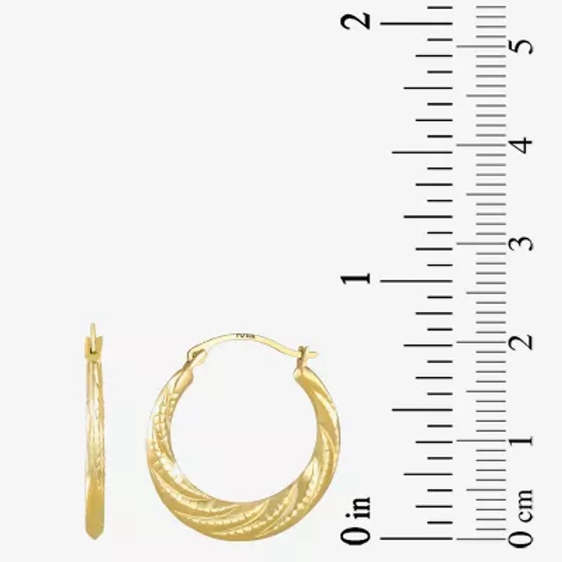 Croissant Womens 10K Gold 21.1mm Round Hoop Earrings