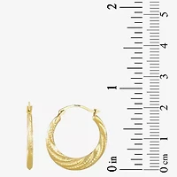 Croissant Womens 10K Gold 21.1mm Round Hoop Earrings