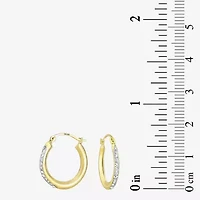 Womens White Crystal 10K Gold 18mm Round Hoop Earrings