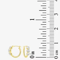 Womens Cubic Zirconia 10K Gold 14mm Round Hoop Earrings