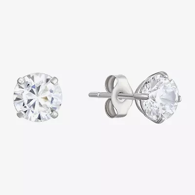 Cubic Zirconia 14K White Gold 5mm Stud Earrings
