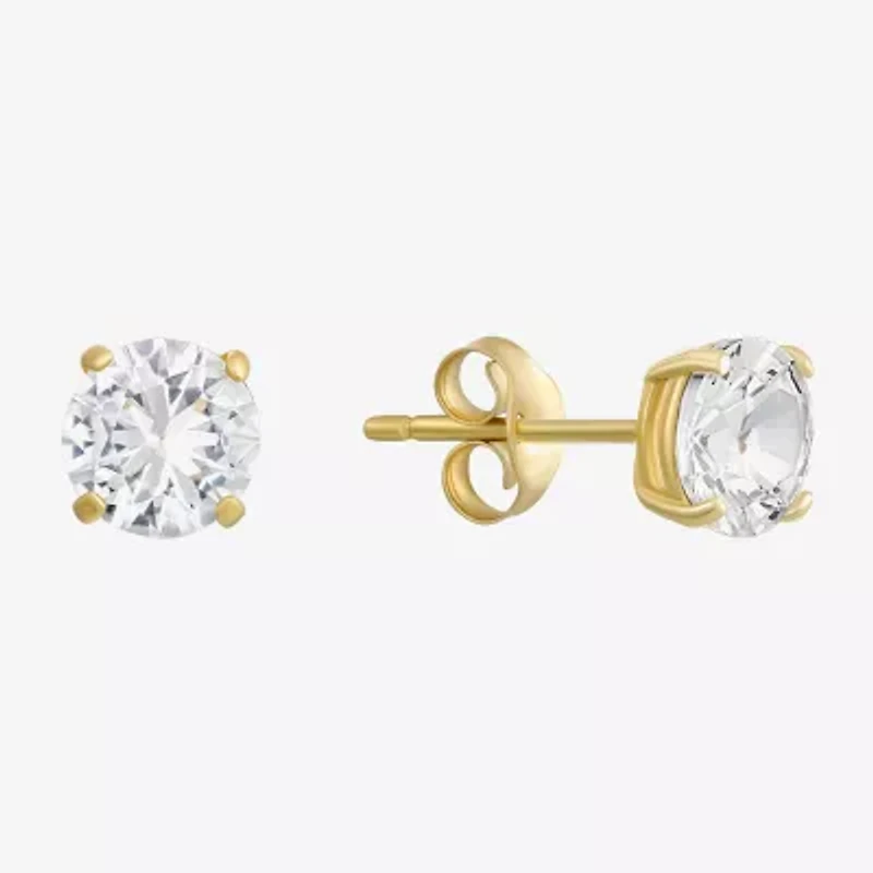 Cubic Zirconia 14K Gold 5mm Stud Earrings