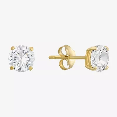 Cubic Zirconia 14K Gold 5mm Stud Earrings