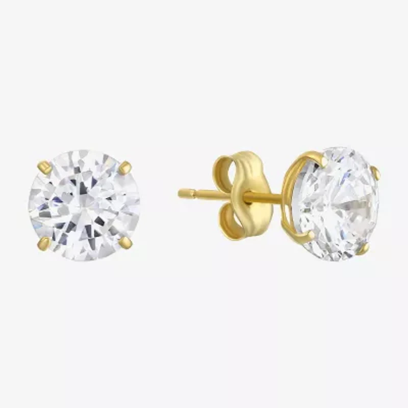 Cubic Zirconia 14K Gold 7mm Stud Earrings