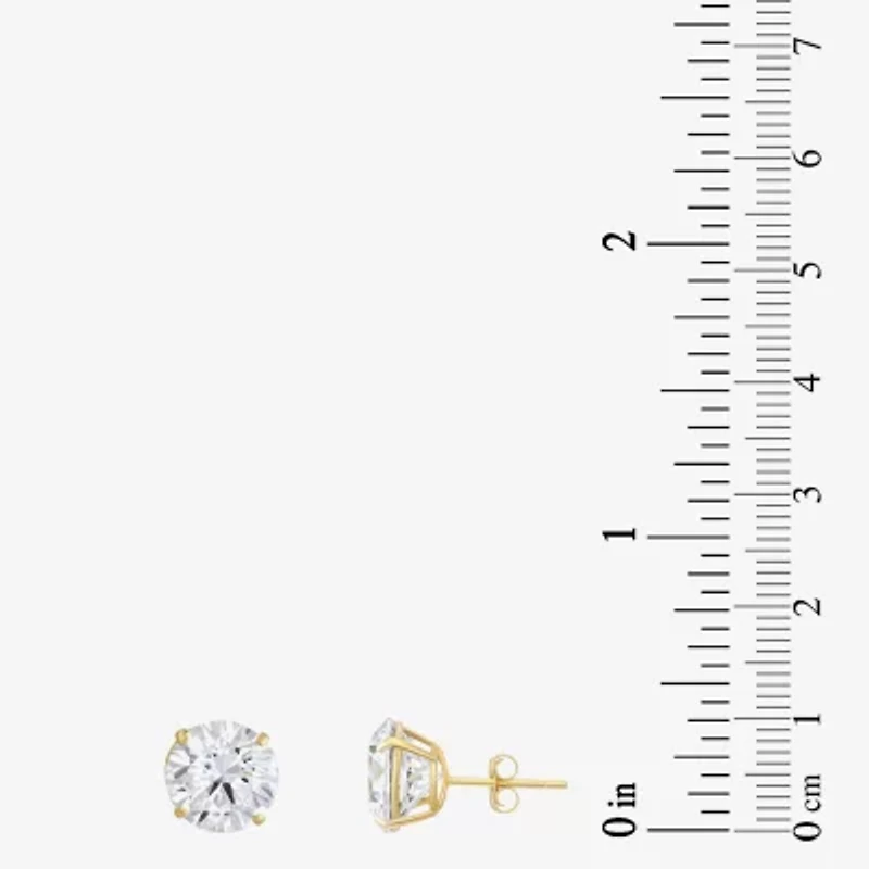 Cubic Zirconia 14K Gold 9mm Stud Earrings