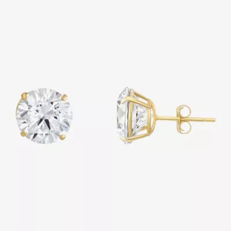 Cubic Zirconia 14K Gold 9mm Stud Earrings
