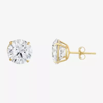 Cubic Zirconia 14K Gold 9mm Stud Earrings
