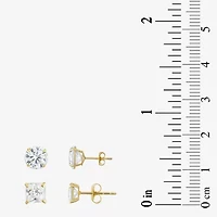 Womens Cubic Zirconia 10K Gold 2 Pair Earring Set