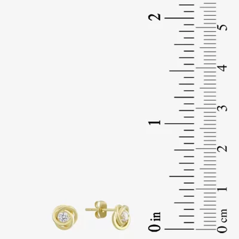 Cubic Zirconia Love Knot Earrings 14K Gold