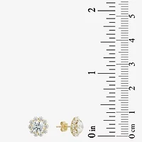 Cluster Flower Cubic Zirconia Stud Earrings 14K Gold