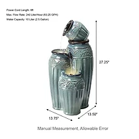 Glitzhome 27.25" Turquoise Ceramic Pot Outdoor Fountain
