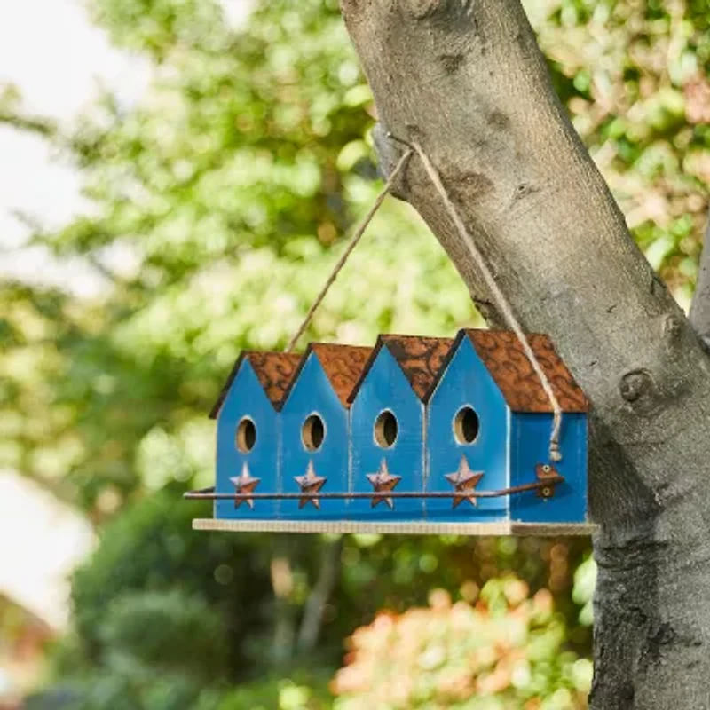 Glitzhome 17" Retro Blue Distressed Bird House