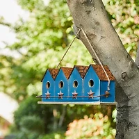 Glitzhome 17" Retro Blue Distressed Bird House