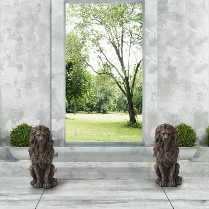 Glitzhome 2-pc. 20.5" MGO Lion Statue Figurine